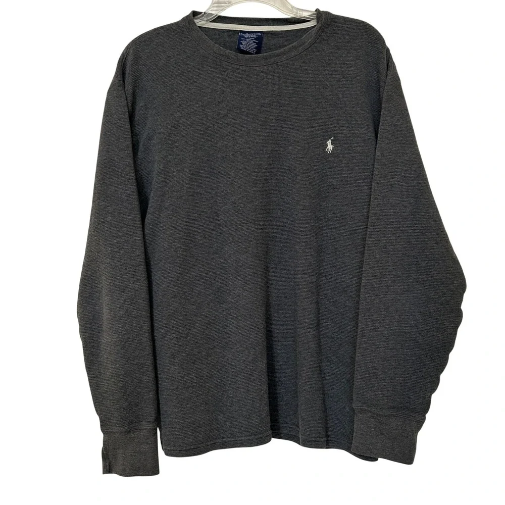 Polo Ralph Lauren Men's‎ XL Gray Cotton Sleep Shirt Long Sleeve Logo Tee